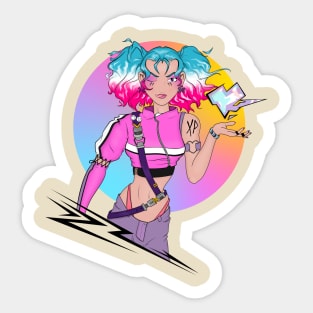 Techno Cyberpunk Girl Sticker